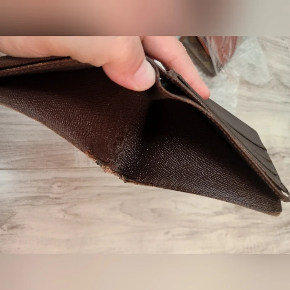 Authentic LOUIS VUITTON Folded Wallet Porte Foil Marco Damier Ebene Brown